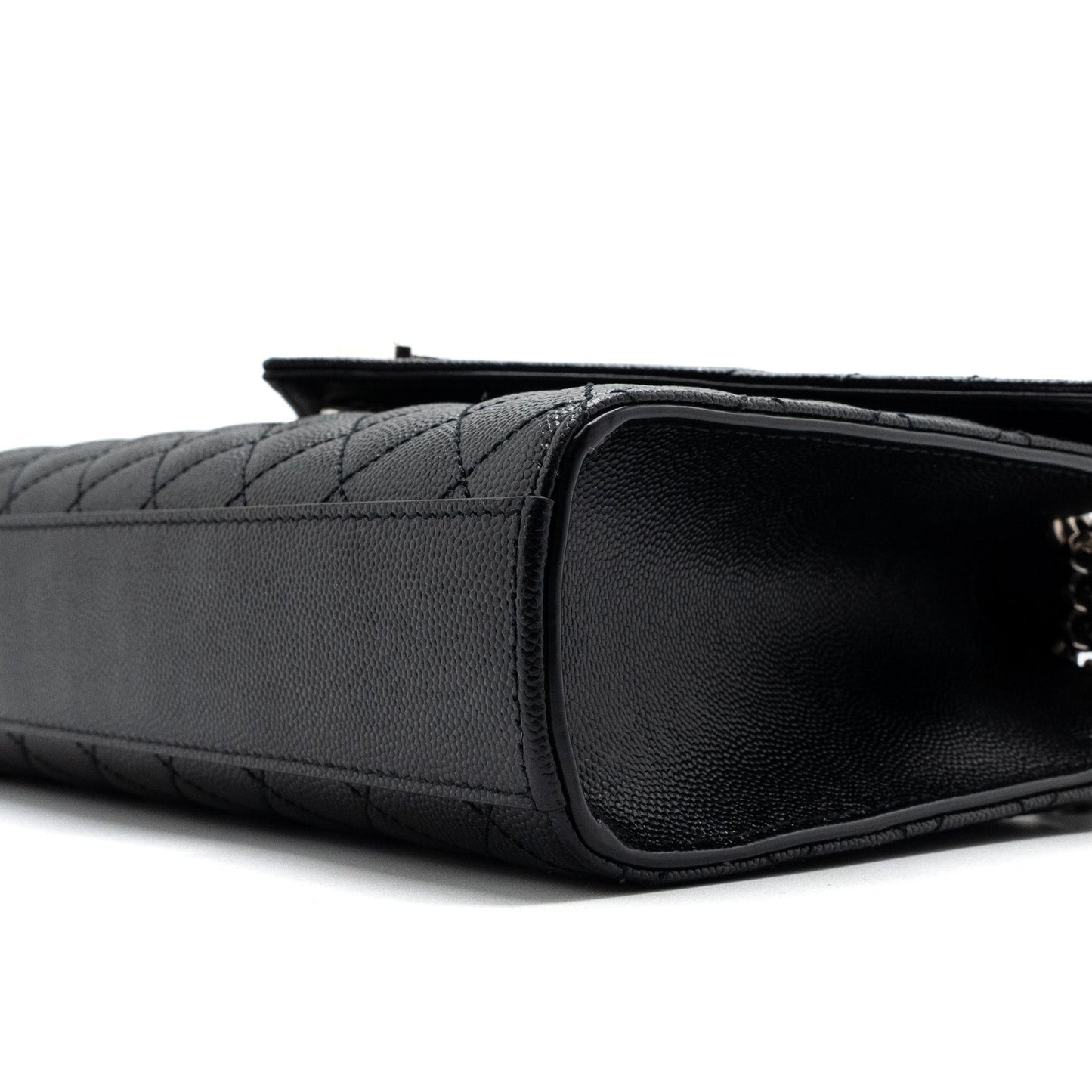 Saint Laurent/YSL Envelope Medium Chain Bag Grained Calfskin Mix Matelasse Black SHW