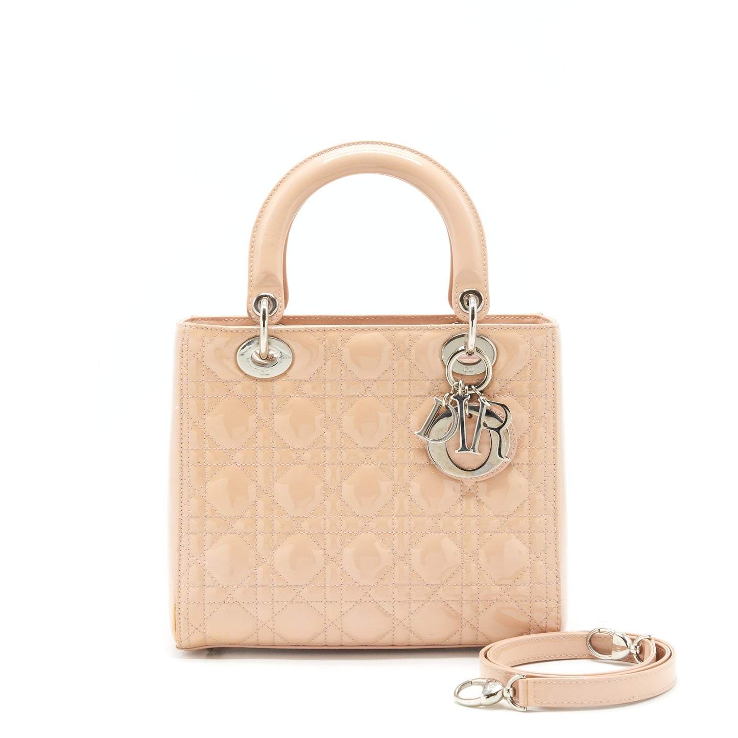 Luxury Dior Medium Lady Luxury Dior Bag Patent Light Pink SHW