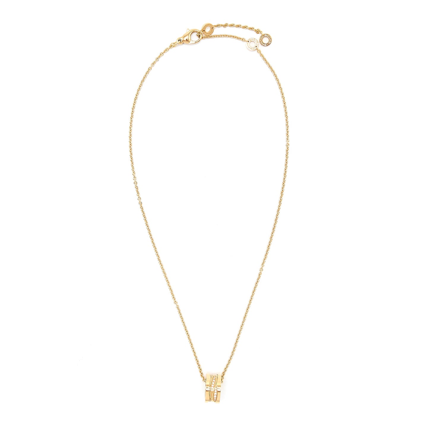 Bvlgari B.Zero1 Necklance B. Zero 1 Design Legend Necklace 18KT Rose Gold/Pave Diamonds