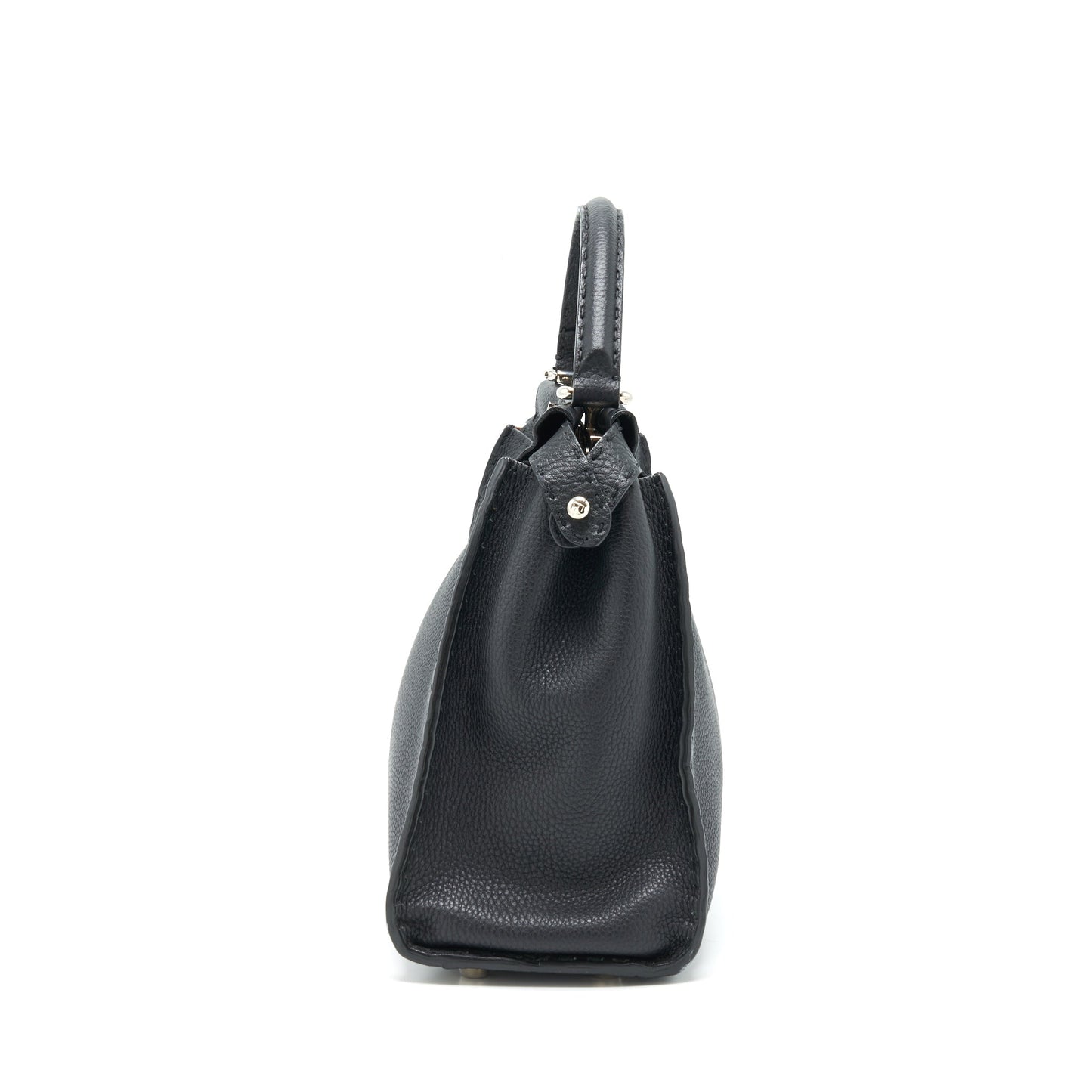 Fendi Peekaboo Tote Bag Grained Calfskin Black SHW