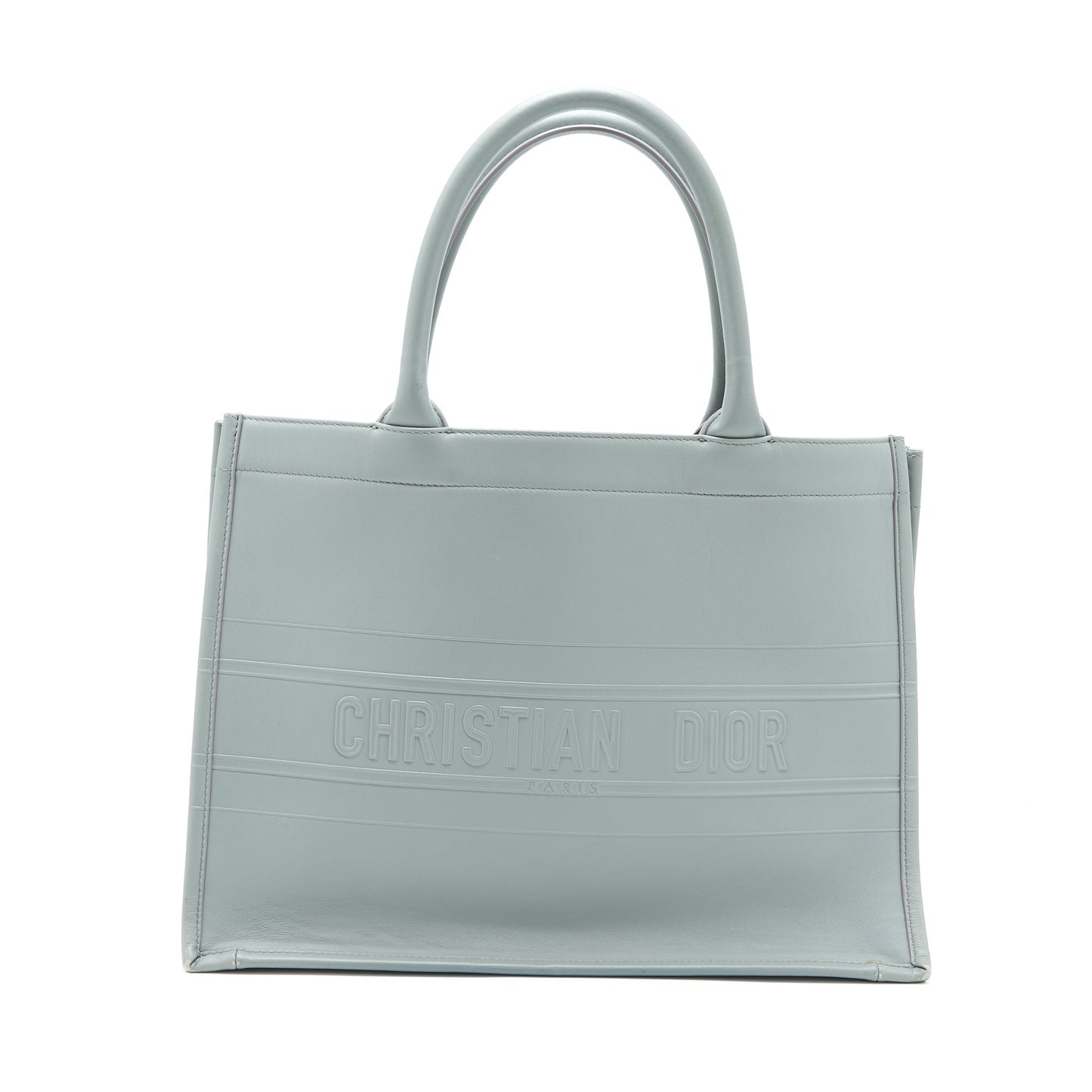 Luxury Dior Medium Book Tote Embossed Calfskin Grey