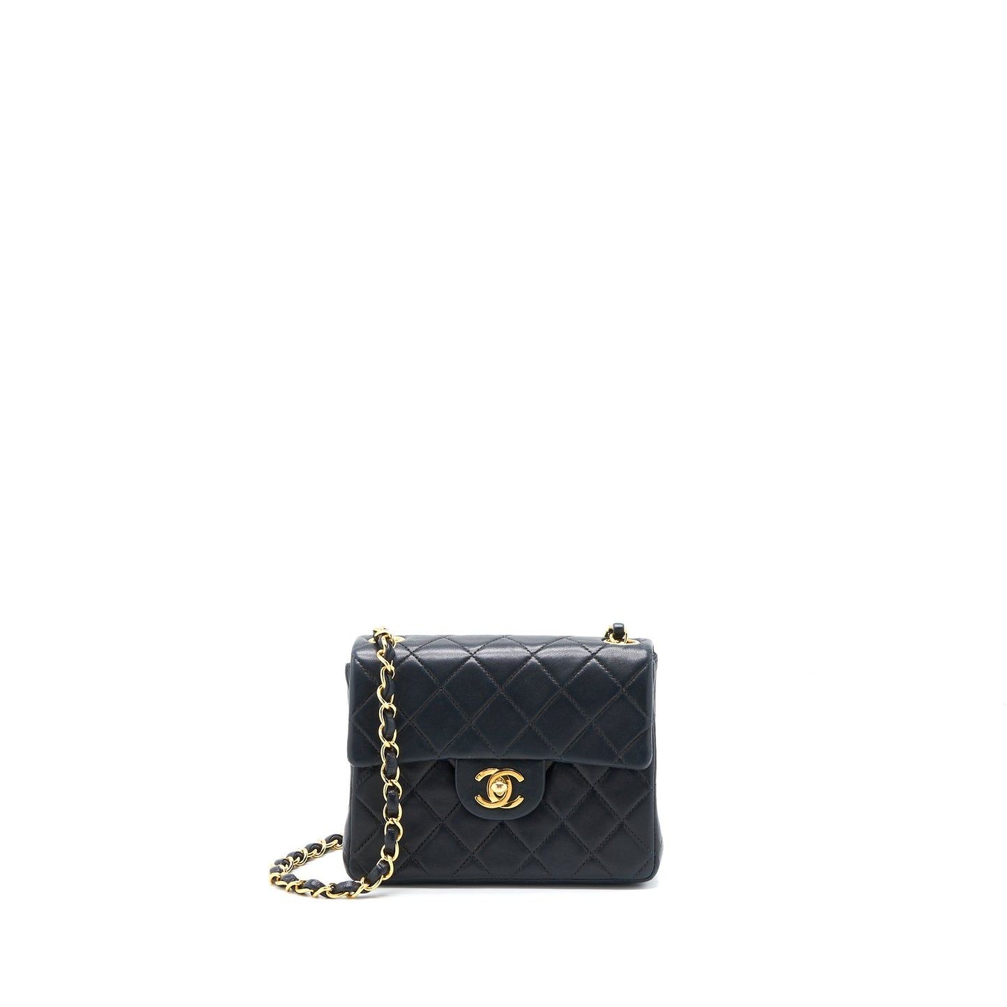 Chanel Vintage Square Flap Bag Lambskin Black GHW