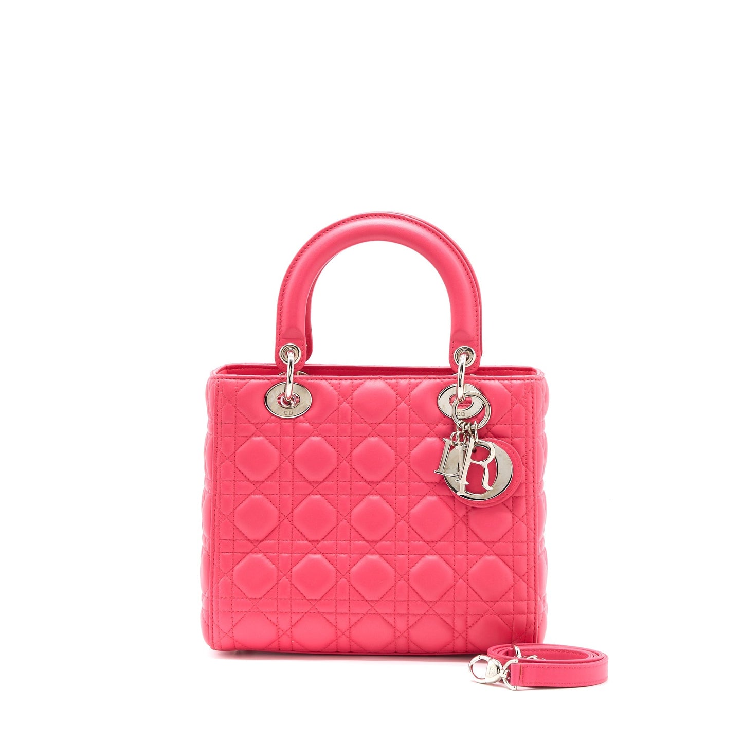 Luxury Dior Medium Lady Luxury Dior Lambskin Pink SHW