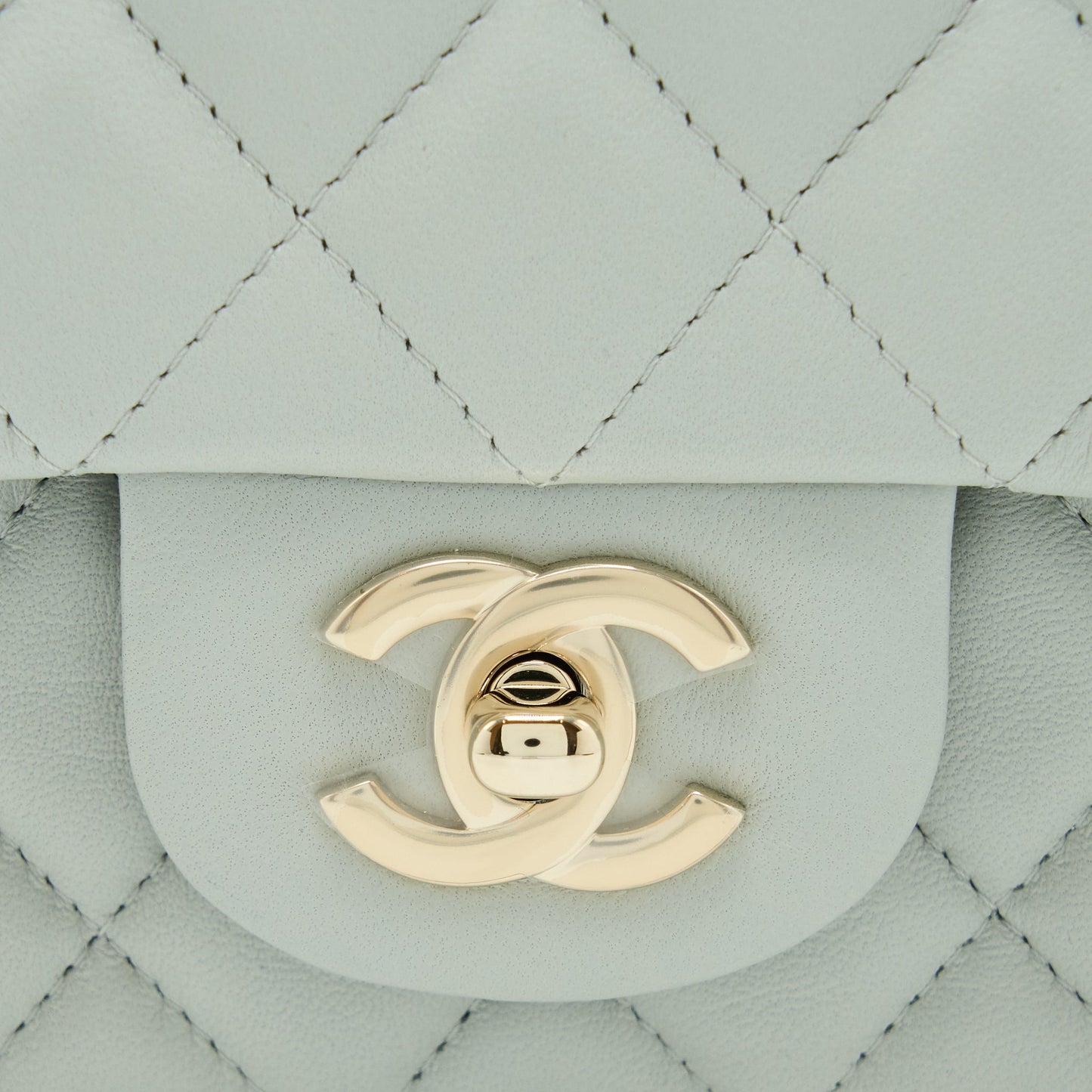Chanel 23C Mini Rectangular Flap Bag Lambskin Light Grey LGHW (Microchip)