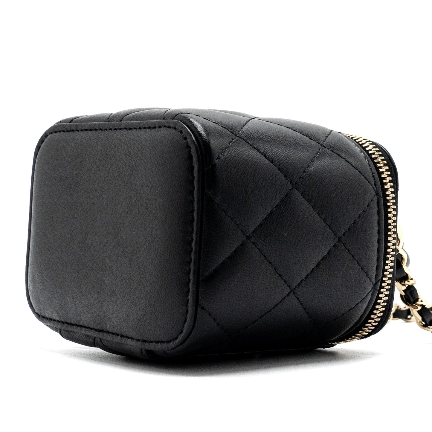 Chanel Top Handle Mini Vanity Case with chains Lambskin Black LGHW