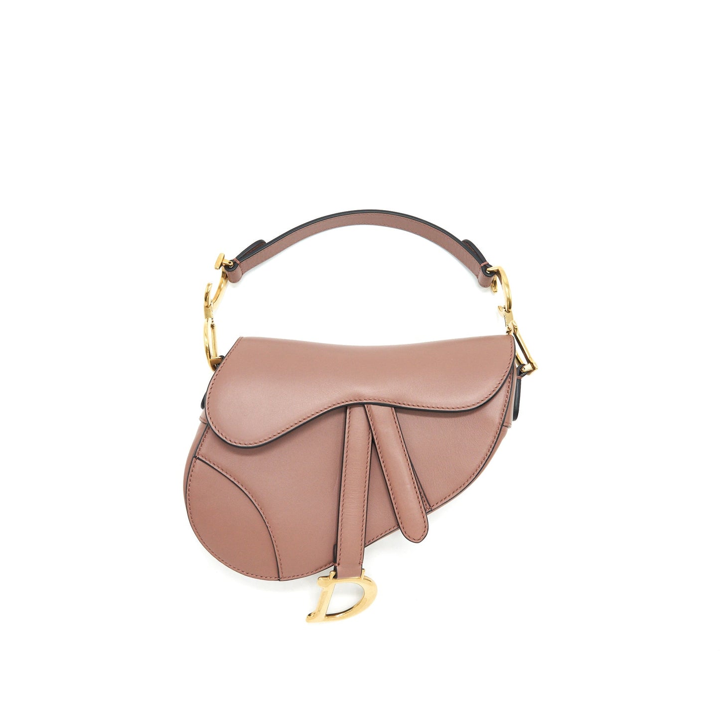 Christian Luxury Dior mini Saddle Bag Pink Calfskin Leather