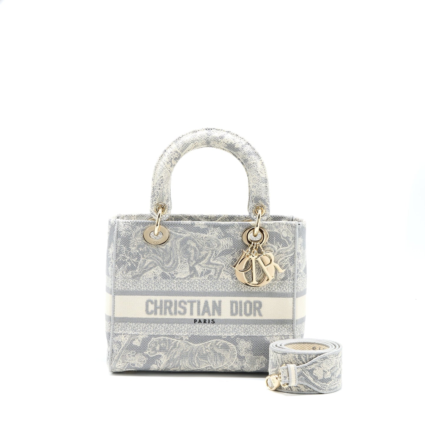 Luxury Dior Medium Lady Luxury Dior Bag D-lite Bag Light Grey LGHW