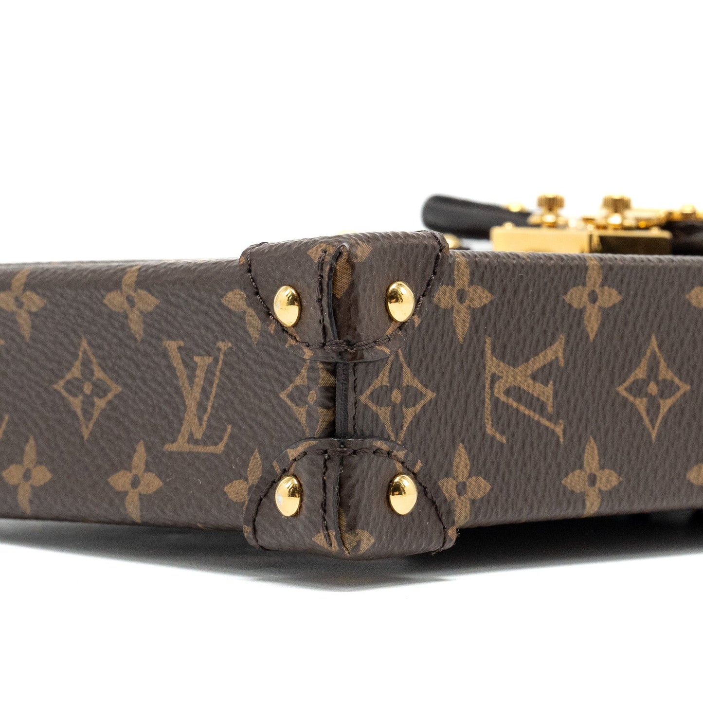 Louis Vuitton vertical trunk pochette with chain monogram reverse canvas GHW