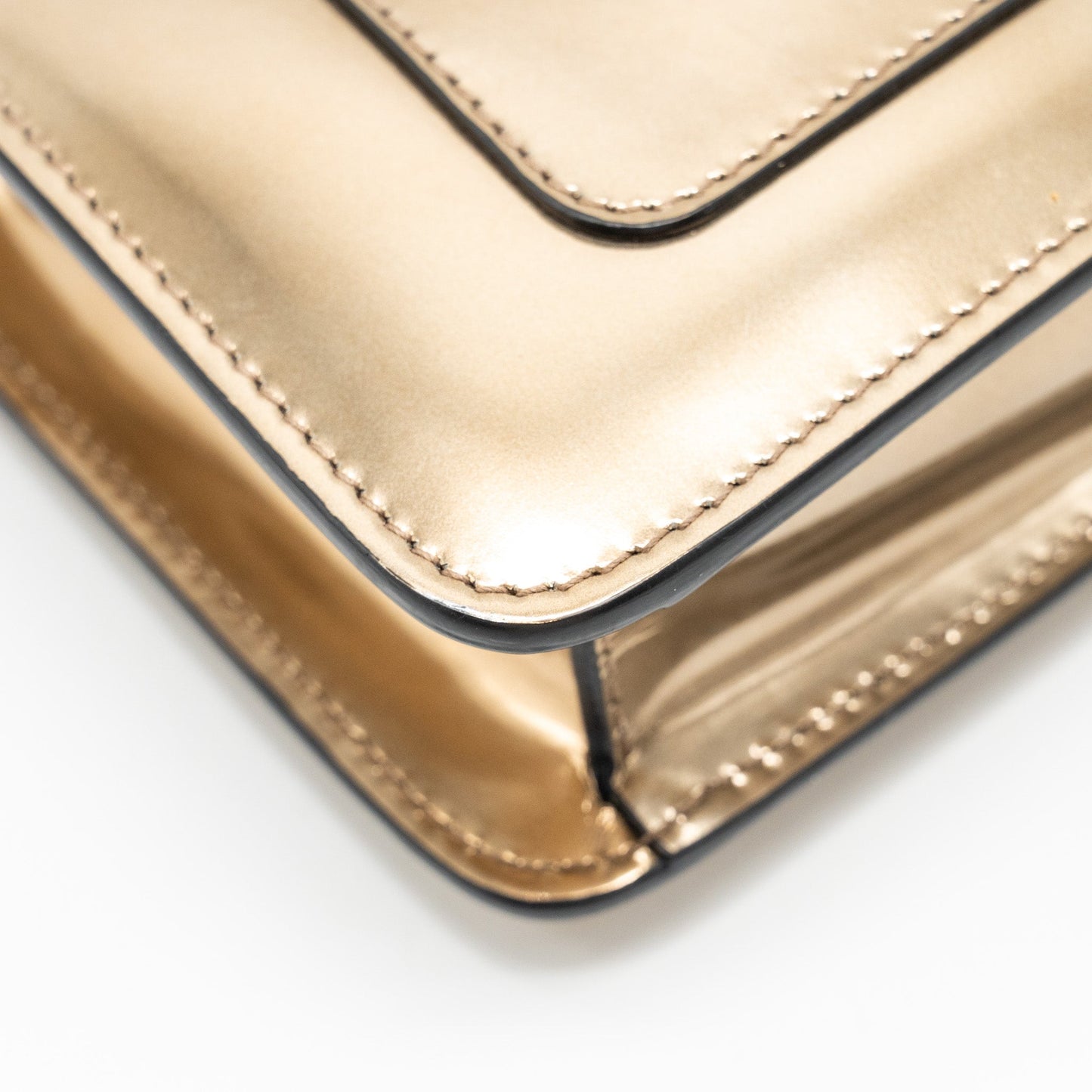 Bvlgari Serpenti Forever Shoulder Bag Patent Metallic Gold GHW