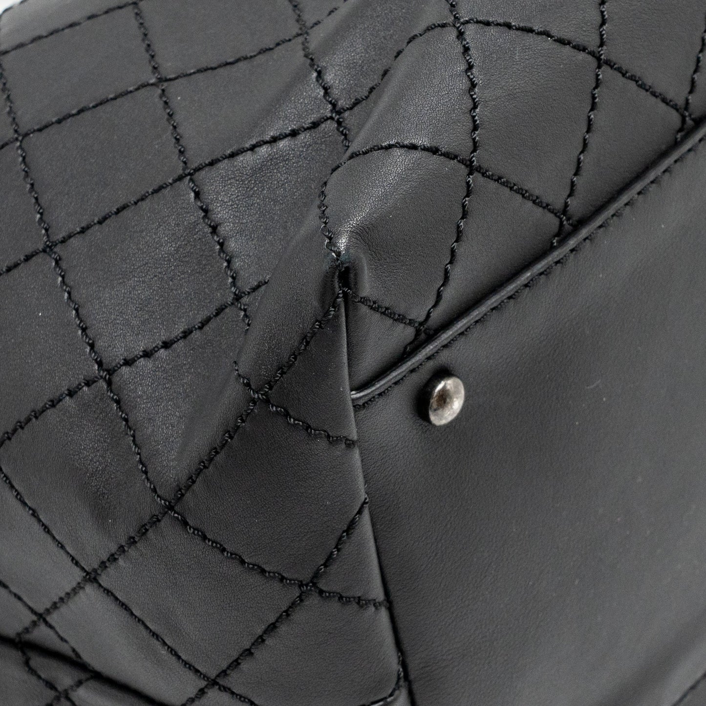 Chanel on the road stitched tote bag calfskin black ruthenium silver hardware