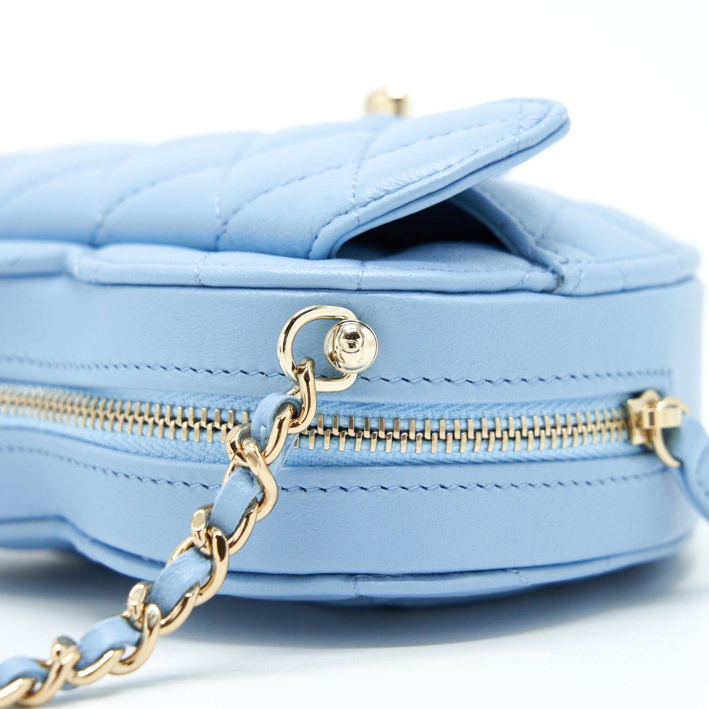 Chanel 22S Small Heart Bag Lambskin Light Blue LGHW