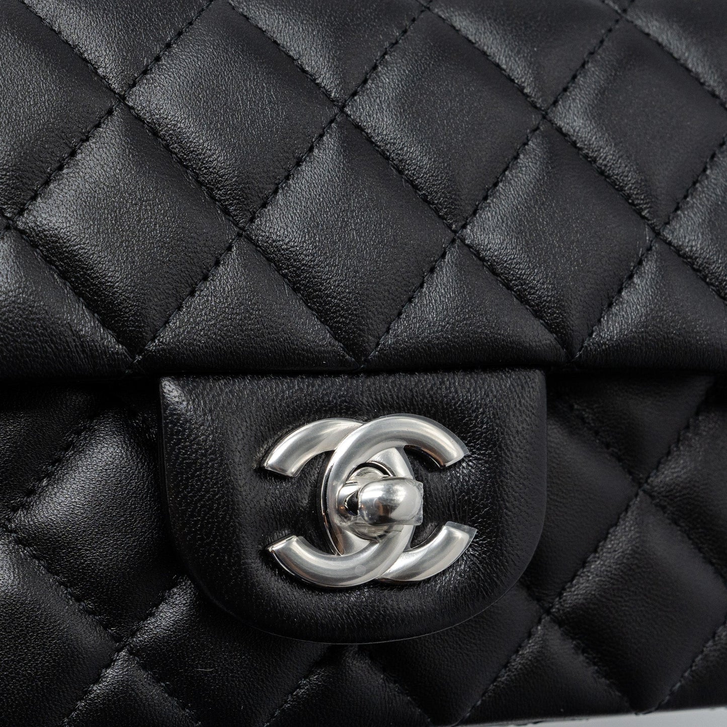 Chanel mini rectangular flap bag lambskin black SHW  (microchip)