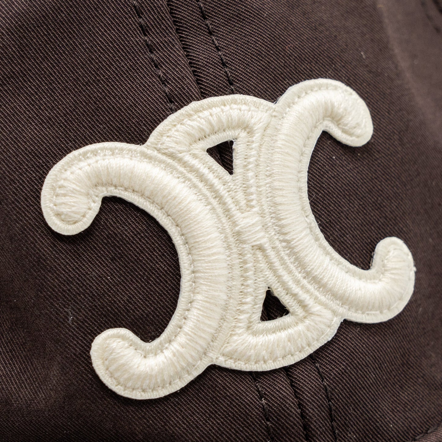 Celine Size S Triomphe Baseball Cap Cotton Cacao