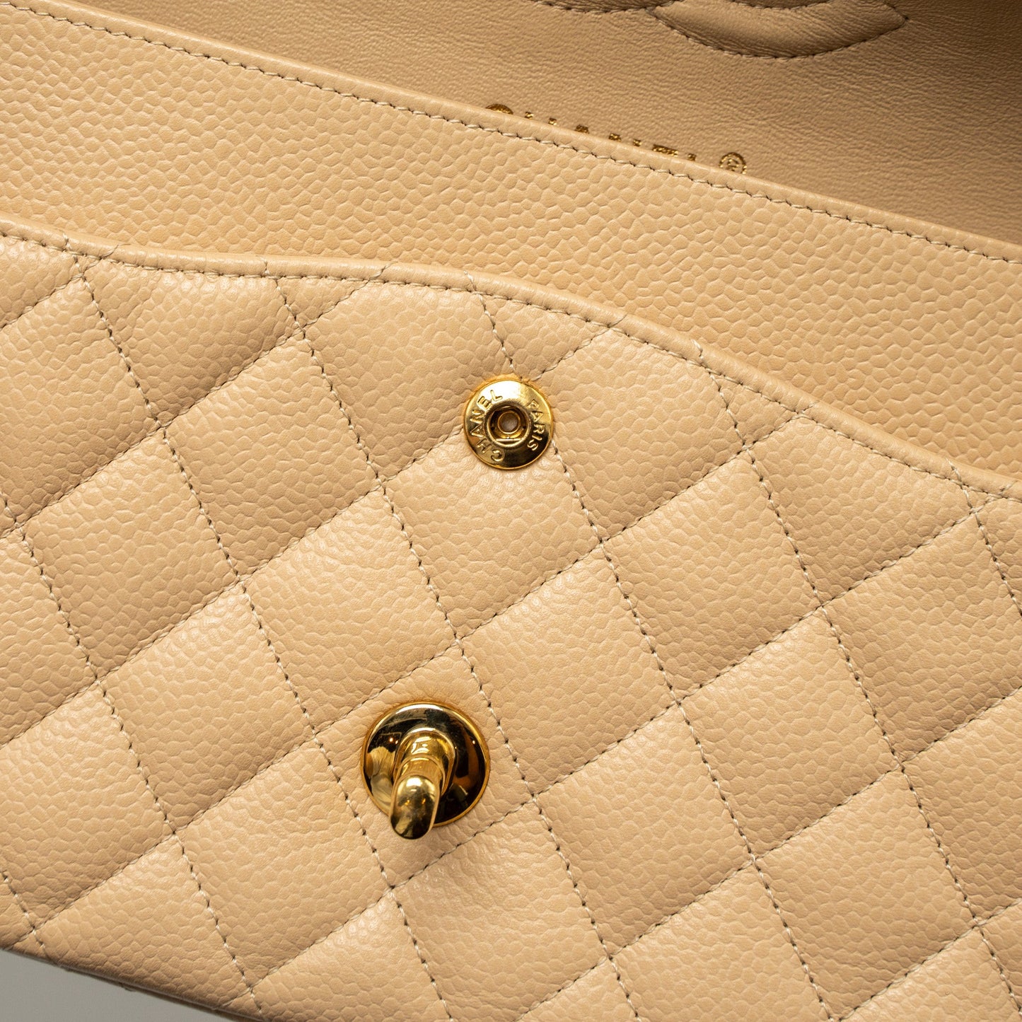 Chanel Medium Classic Double Flap Bag Caviar Beige GHW