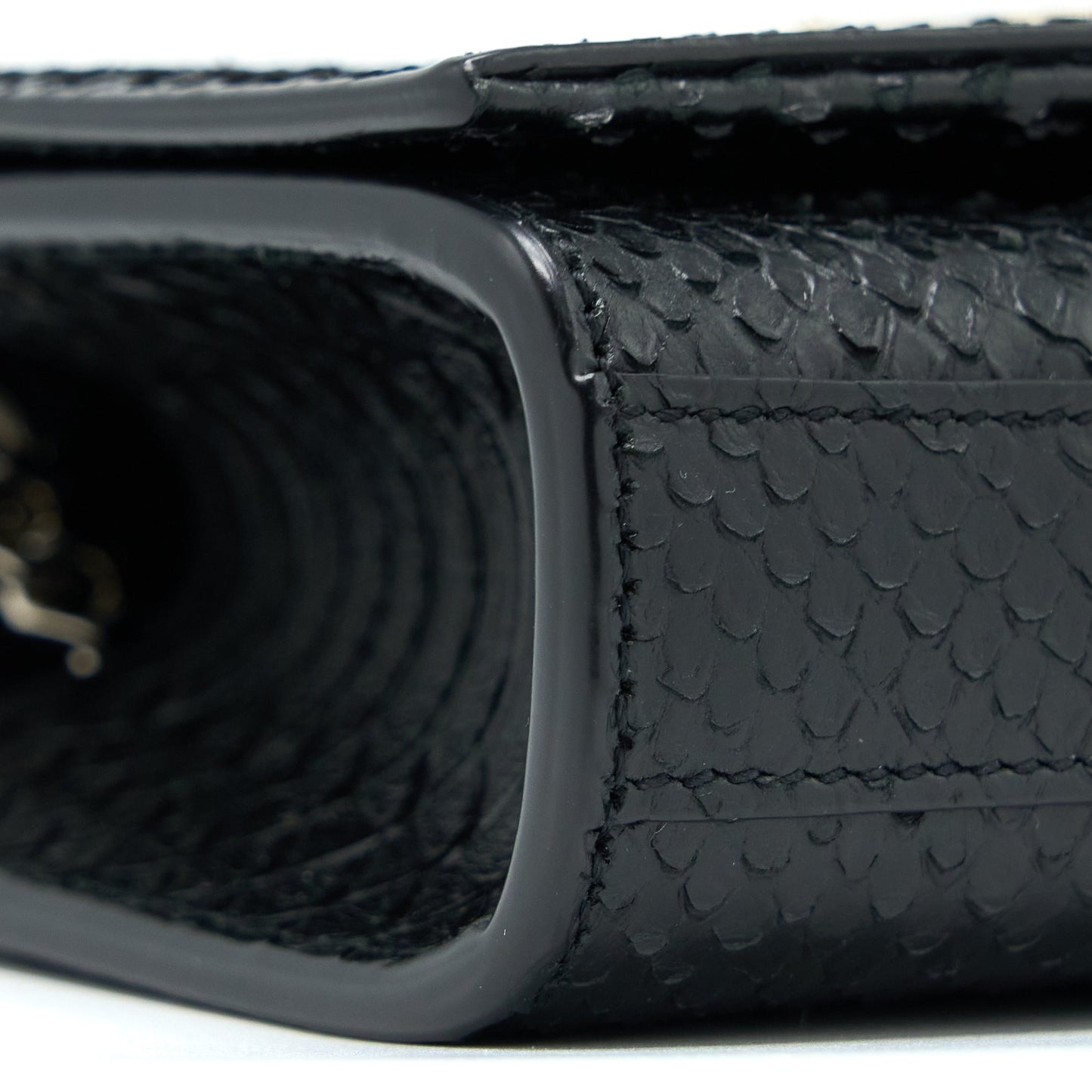 Saint Laurent Small Kate Python Embossed Calfskin Black SHW