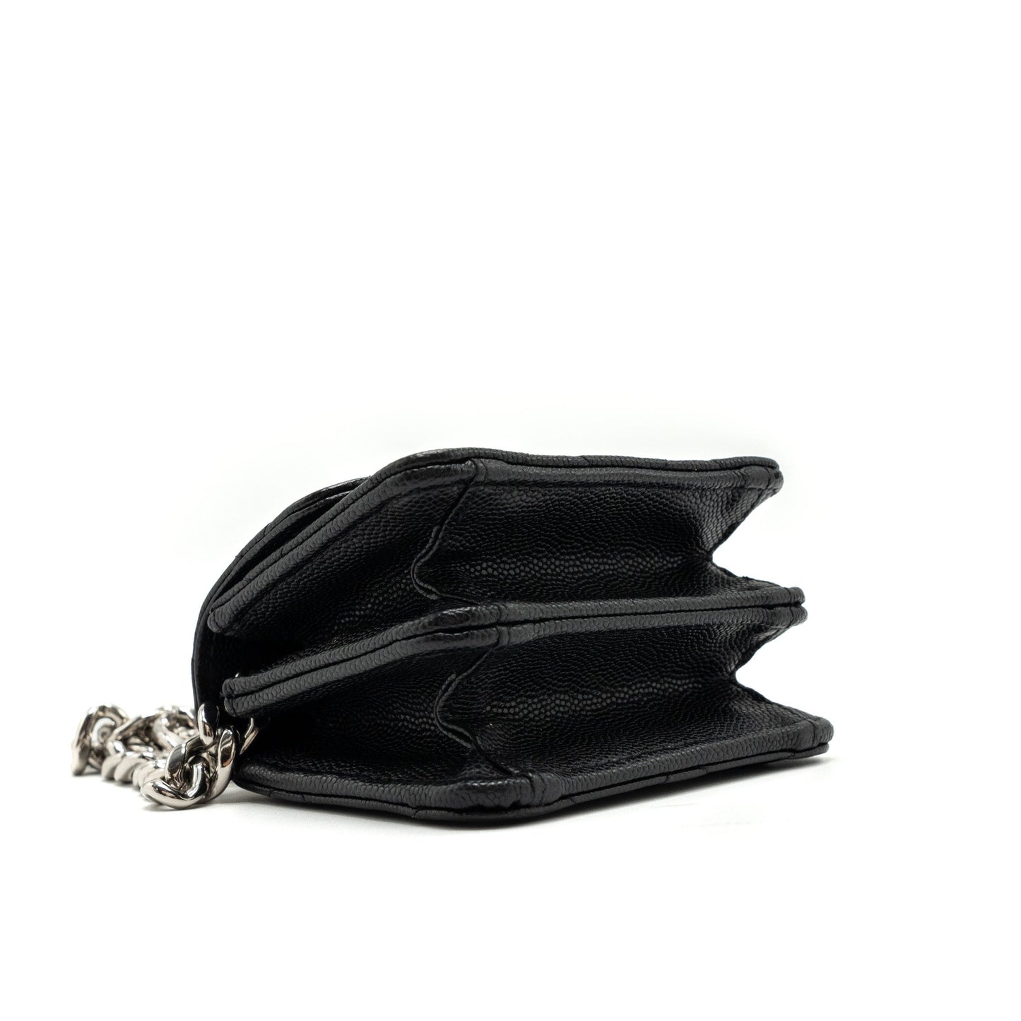 CHANEL MINI FLAP BAG WITH Coco Enamel CHAIN CAVIAR BLACK SHW