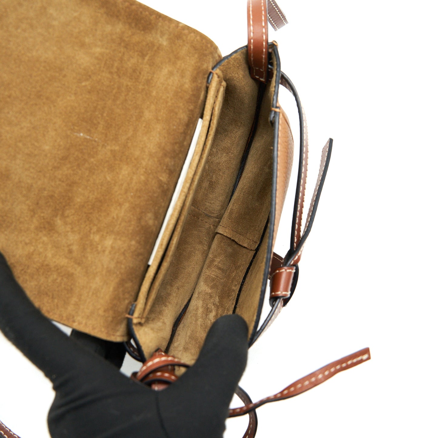 LOEWE GATE MINI LEATHER CROSSBODY BAG TAN