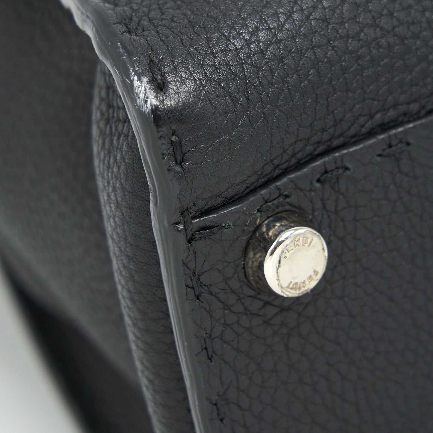 Fendi Peekaboo Tote Bag Grained Calfskin Black SHW