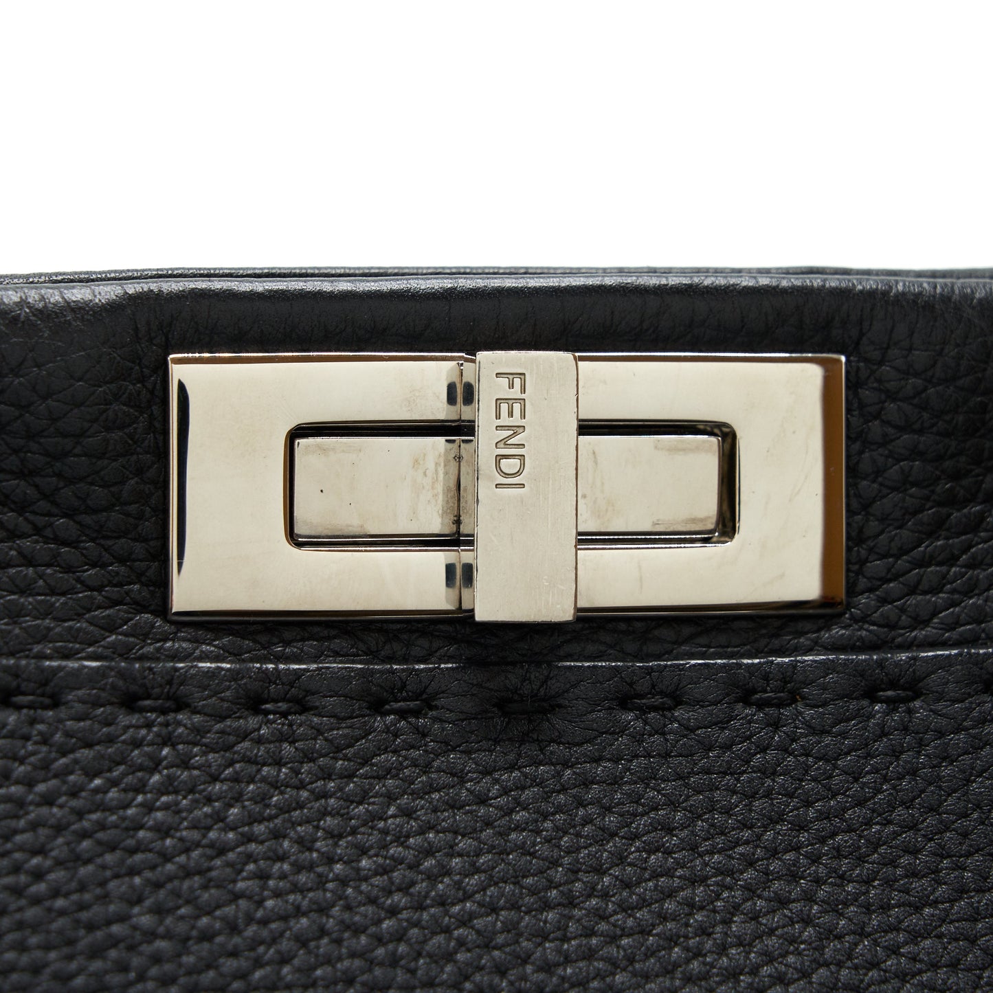 Fendi Peekaboo Tote Bag Grained Calfskin Black SHW