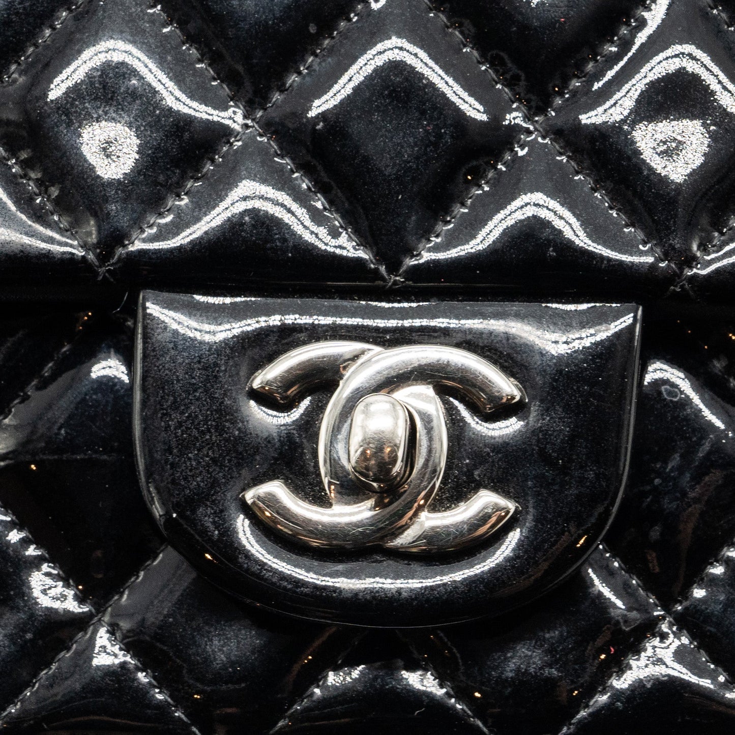 Chanel Mini Rectangular Flap Bag Patent Black SHW