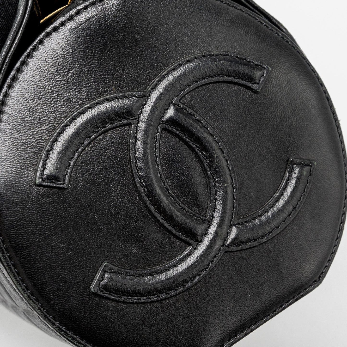 Chanel Vintage Chocolate Bar Barrel Handbag Lambskin Black GHW