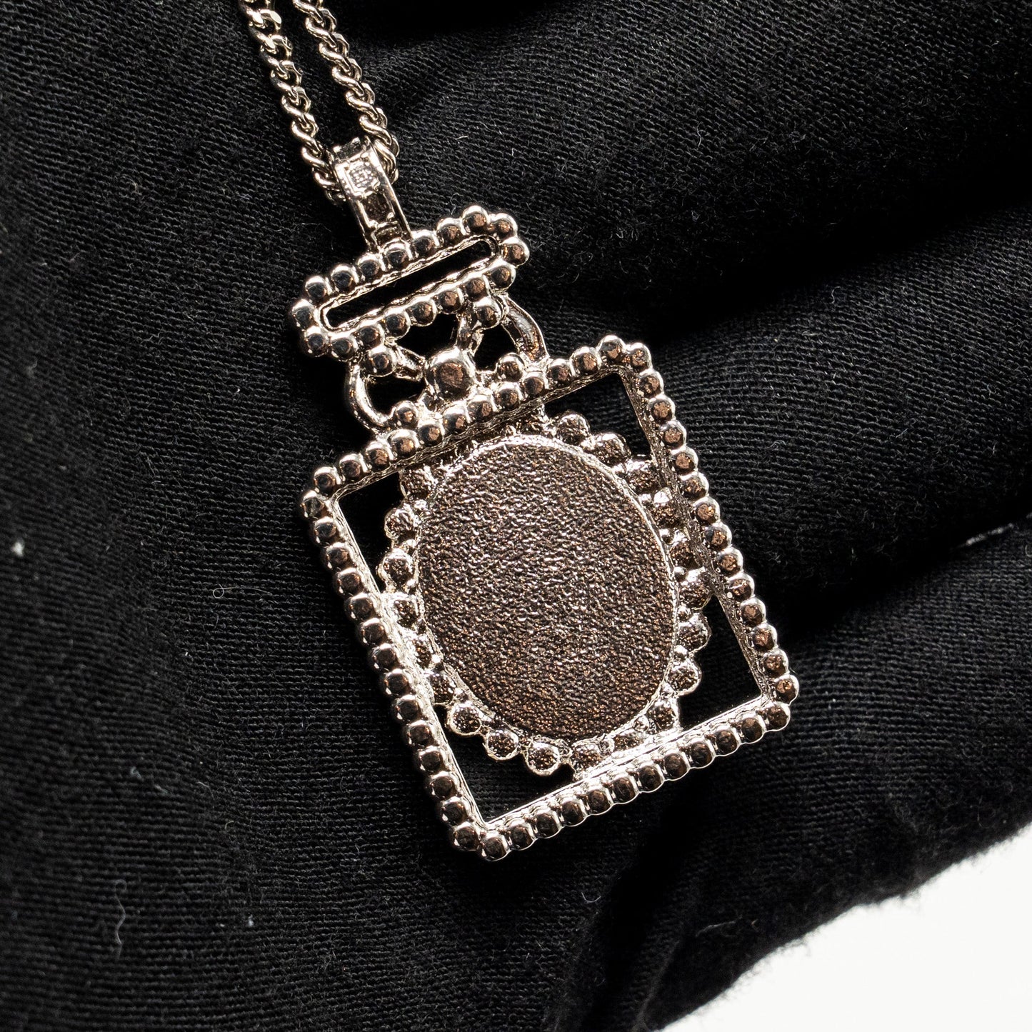 Chanel No.5 Perfume Bottle Necklace Crystal/Leather Light Gold Tone