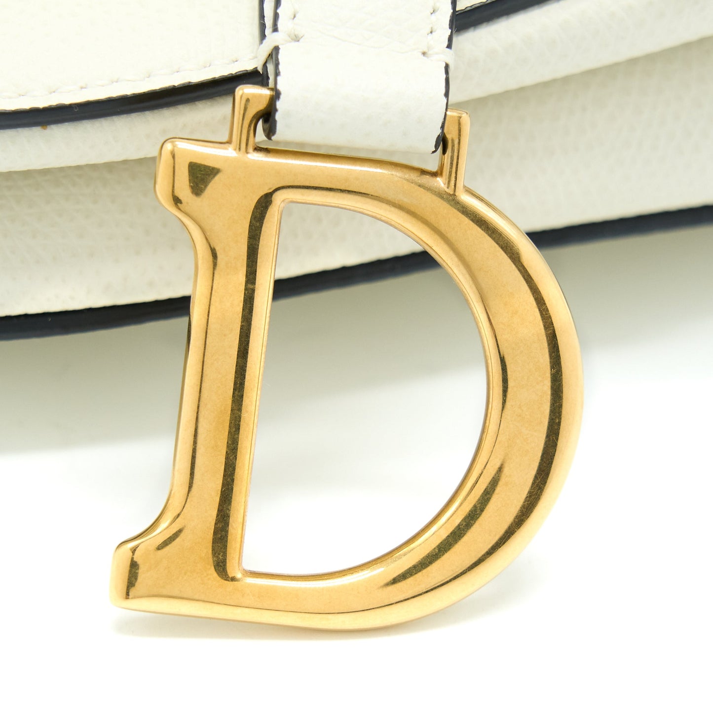 Luxury Dior Mini Saddle Bag Grained Calfskin White GHW