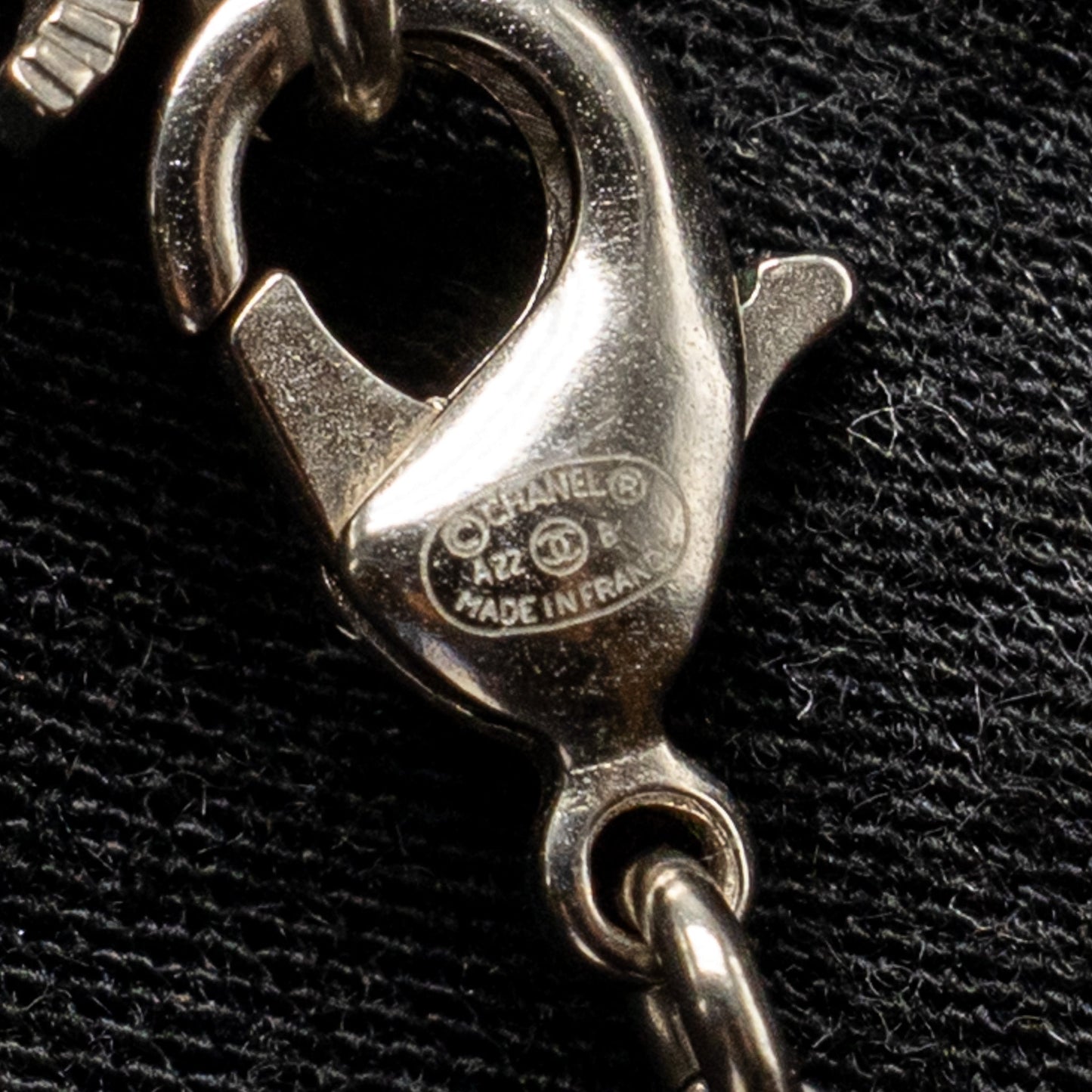 Chanel No.5 Perfume Bottle Necklace Crystal/Leather Light Gold Tone