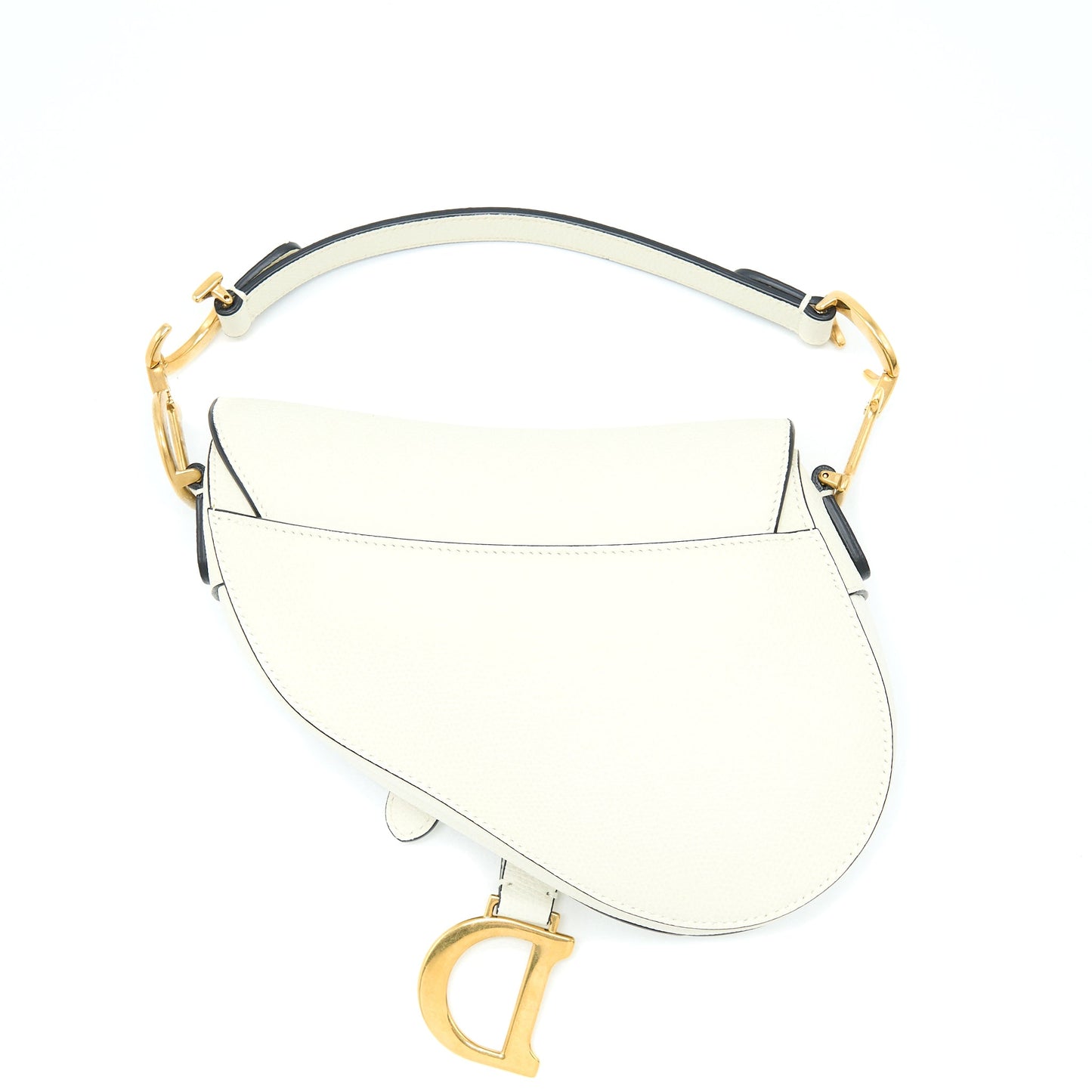 Luxury Dior Mini Saddle Bag Grained Calfskin White GHW