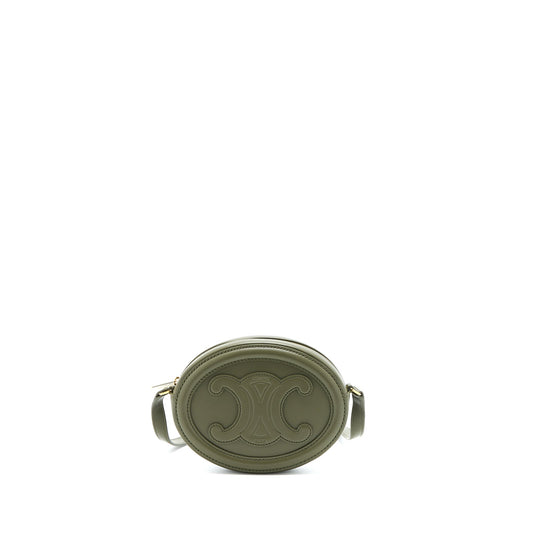 Celine Crossbody Oval Purse Calfskin Olive Green GHW