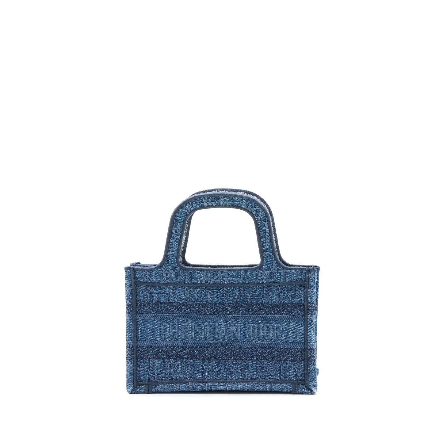 Luxury Dior Mini Book Tote Denim Blue Oblique