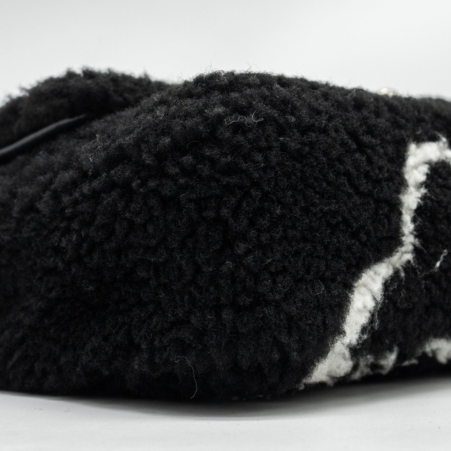 Chanel 22A Fluffy Camellia Flap Bag Embroidered Shearling Lambskin Black / White SHW (Microchip)