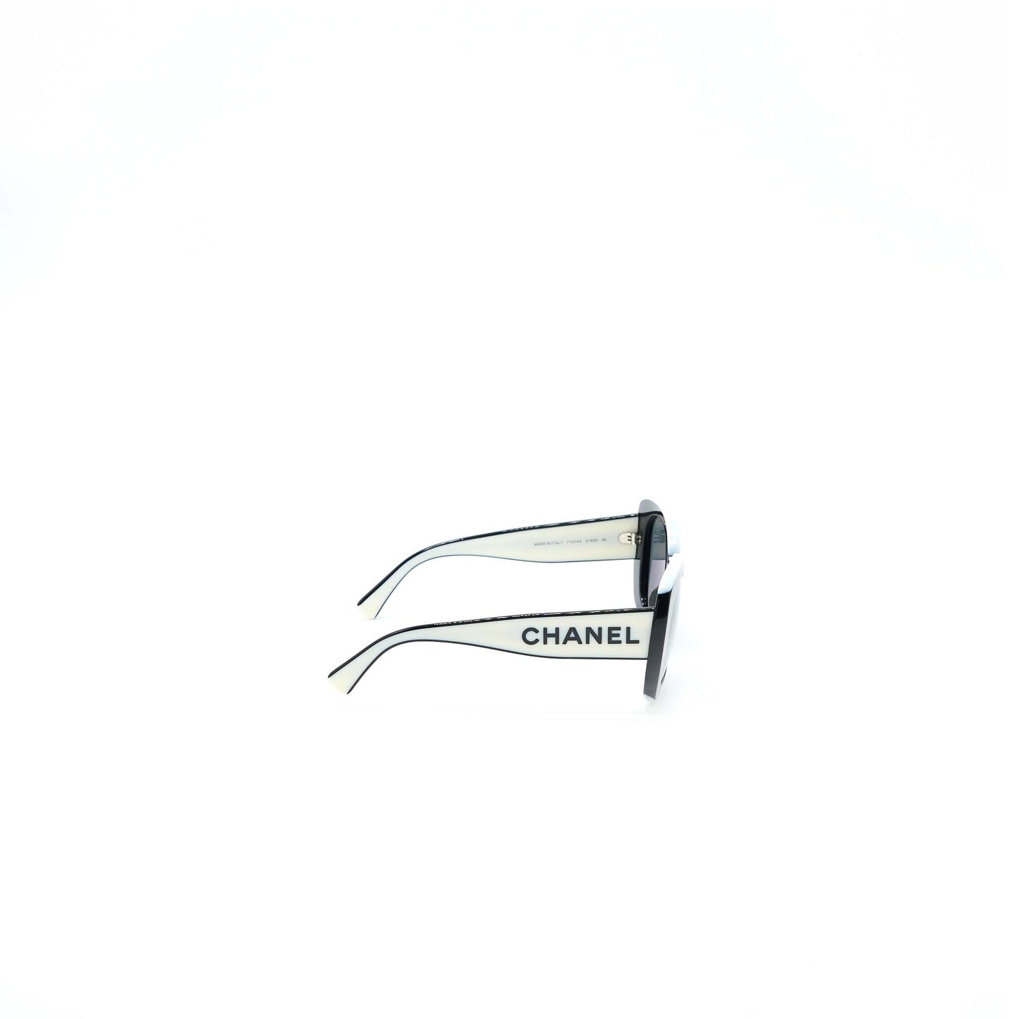 Chanel 71414A Square Sunglasses Black / White SHW