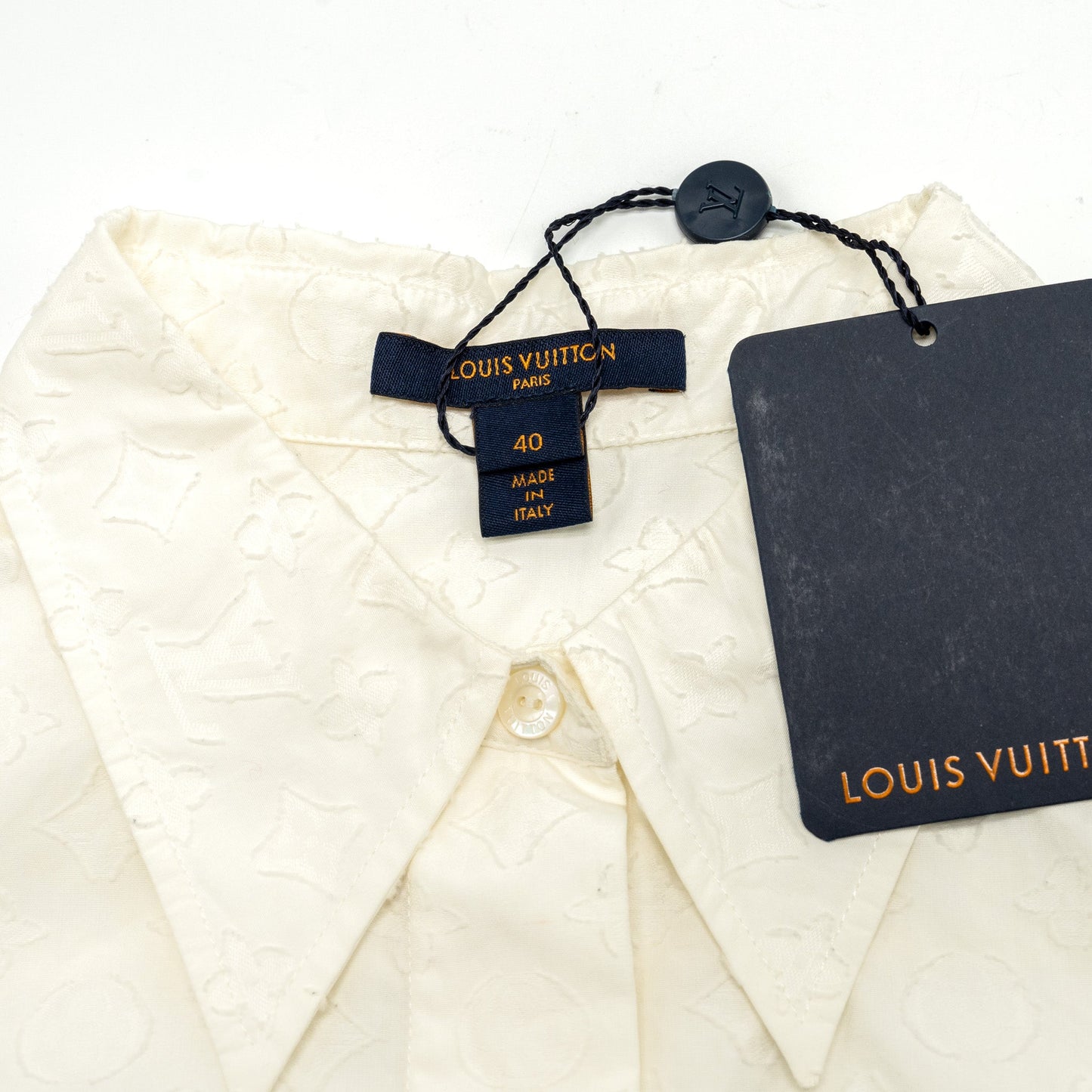 Louis Vuitton Size 40 3D Monogram Long Sleeve Blouse Shirt Cotton White