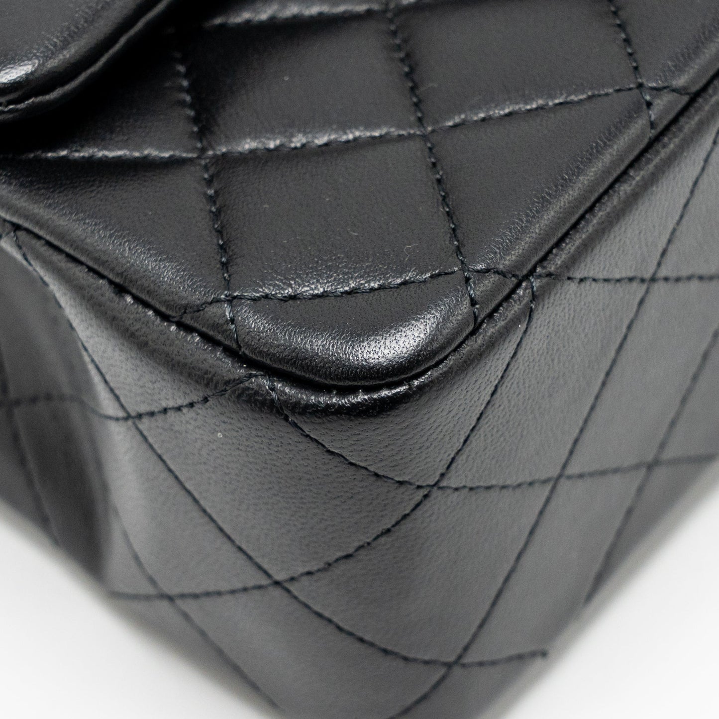 Chanel Top Handle Mini Rectangular Flap Bag Lambskin Black LGHW (Microchip)