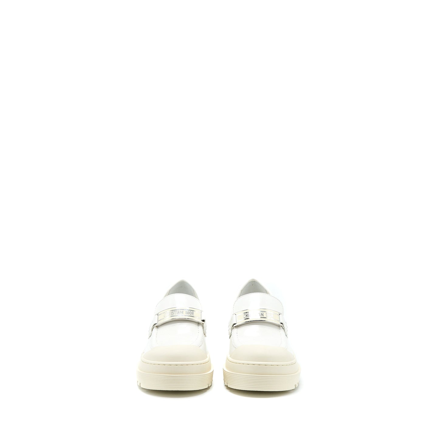 Christian Luxury Dior Size 36 Code Loafer Brushed Calfskin White SHW