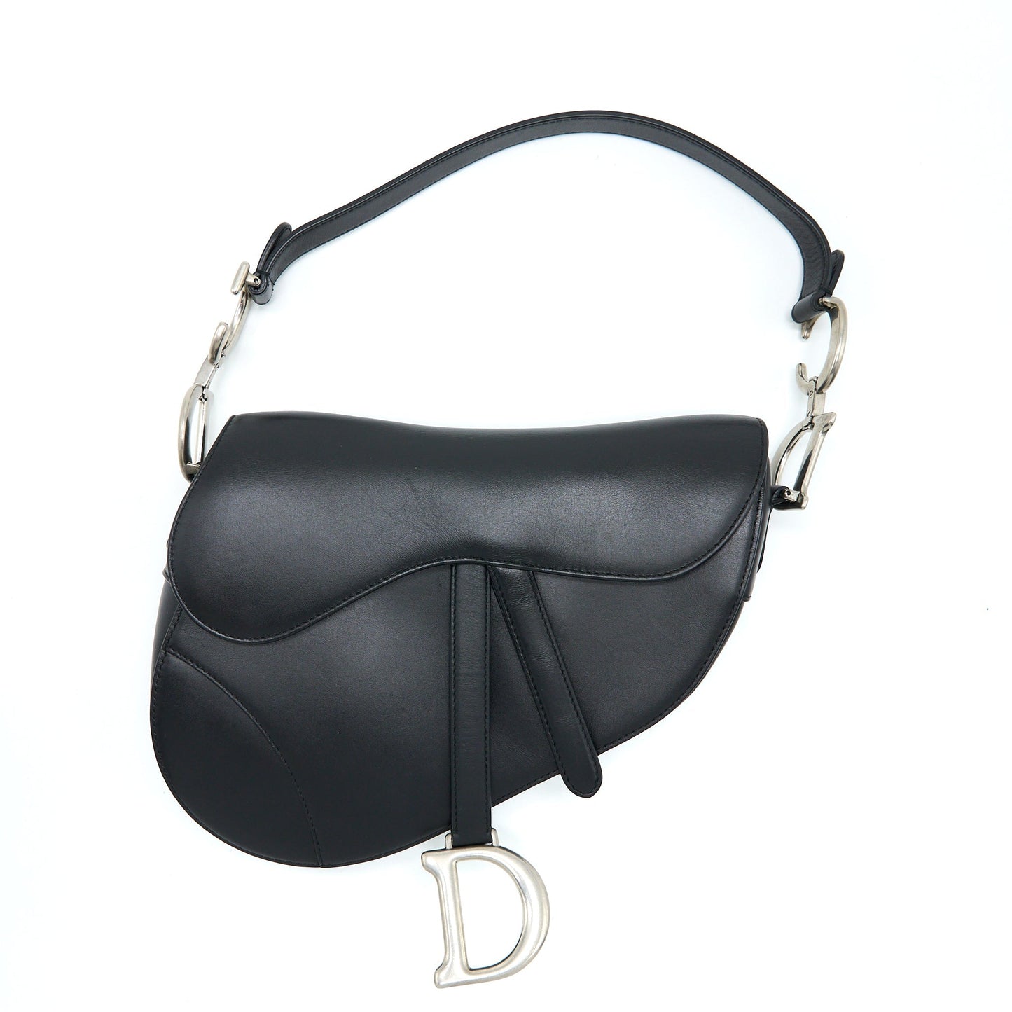 Luxury Dior Medium Saddle Bag Calfskin Black SHW