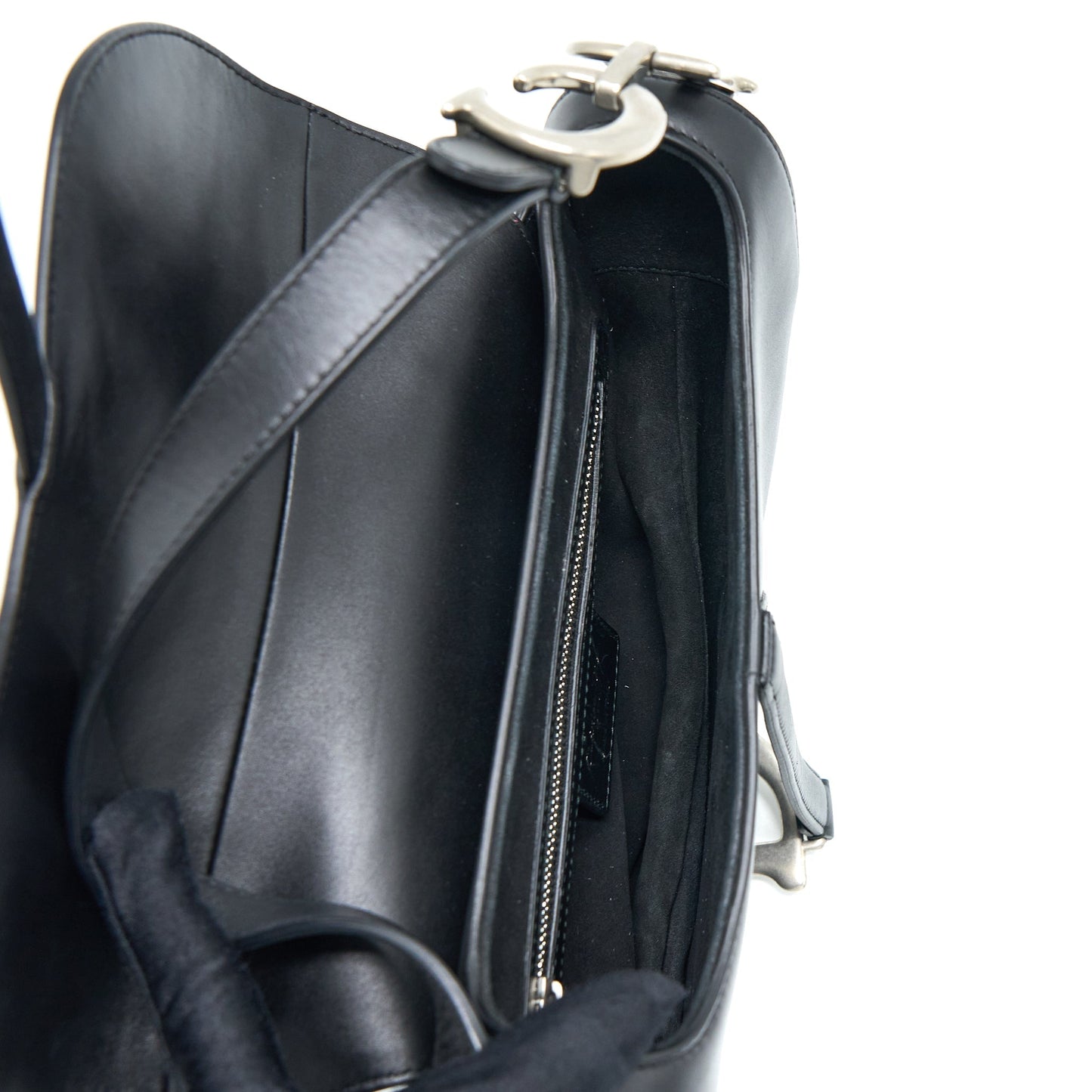 Luxury Dior Medium Saddle Bag Calfskin Black SHW