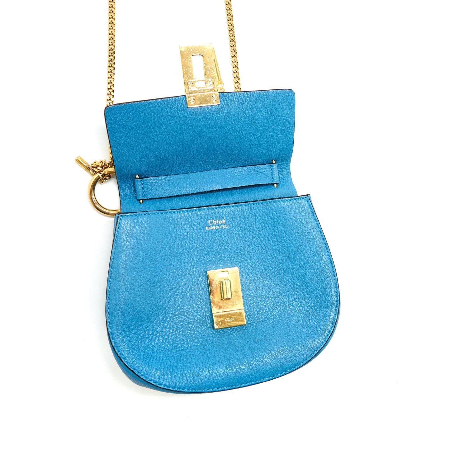 Chloe Mini Drew Shoulder Bag Blue GHW