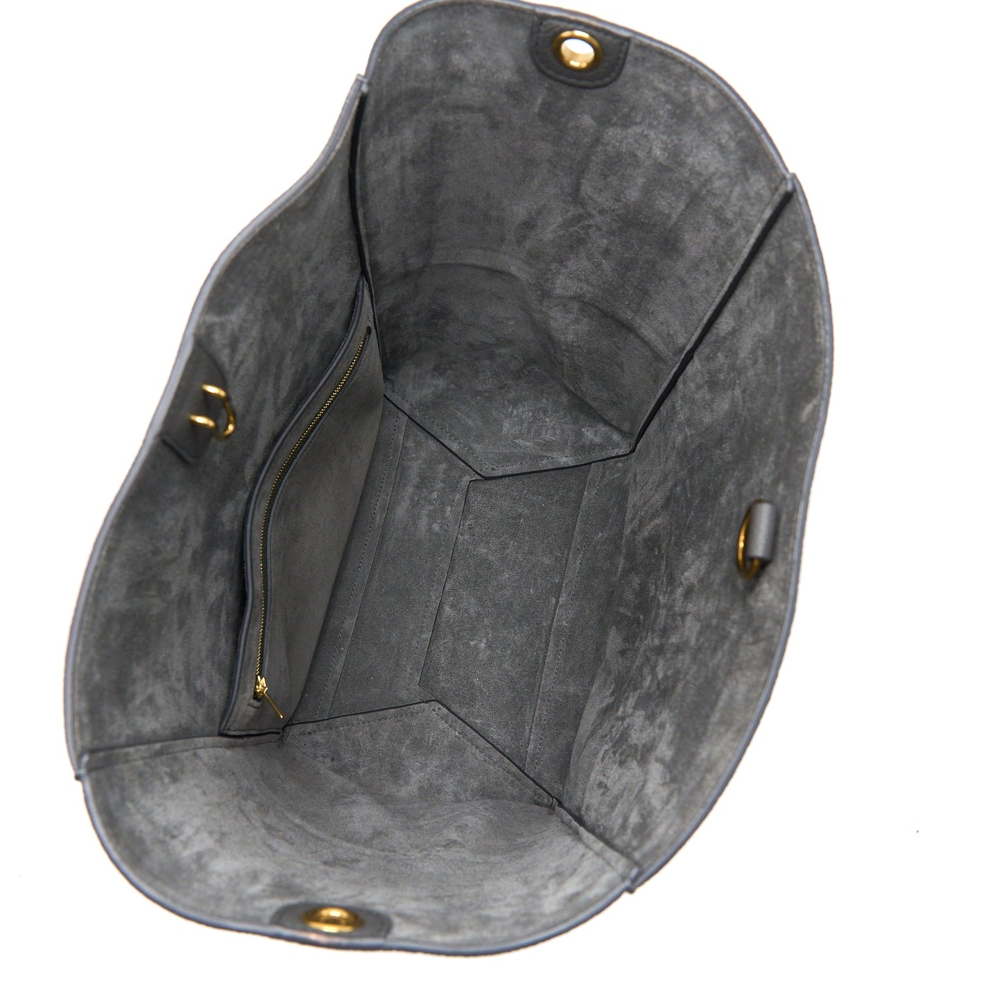 Celine Sangle Bucket Bag Grained Calfskin Grey GHW
