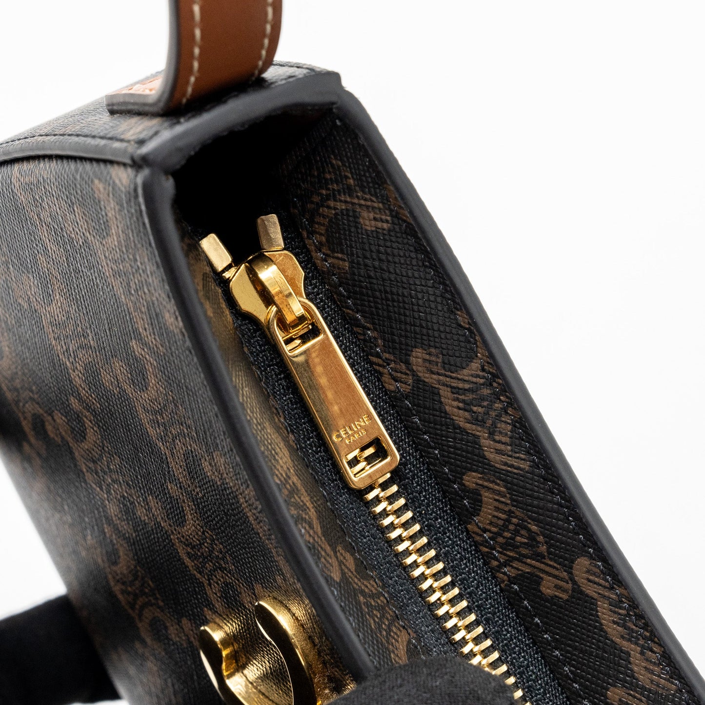Celine Medium Tilly Bag in Triomphe Canvas / calfskin Tan GHW
