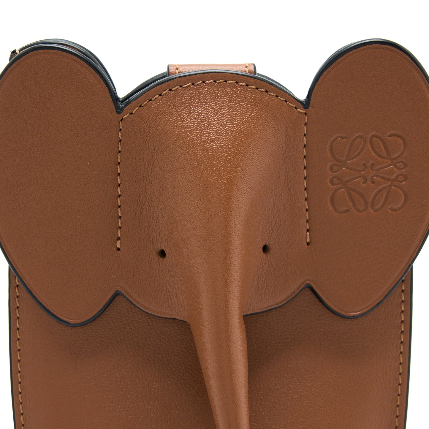 Loewe Elephant Phone Pocket Calfskin Tan