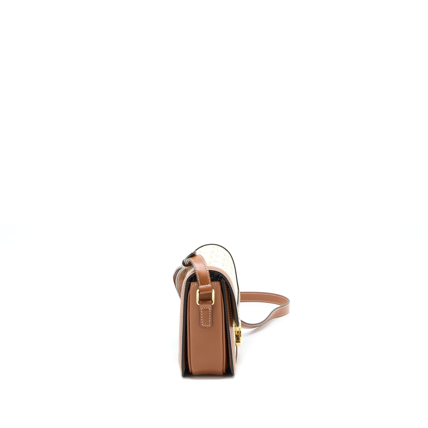 Celine Teen Triomphe Bag Triomphe Canvas/Calfskin White GHW