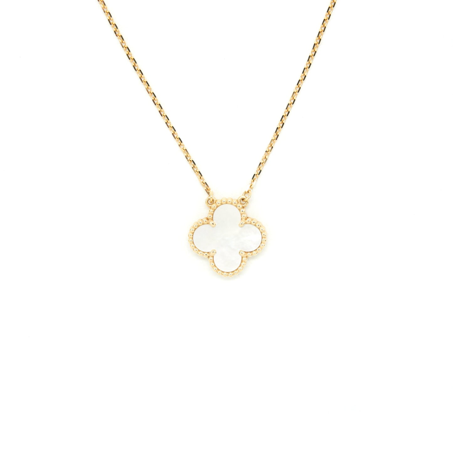 Van Cleef and Arpels Vintage Alhambra Pendant White mother of pearl with Yellow Gold