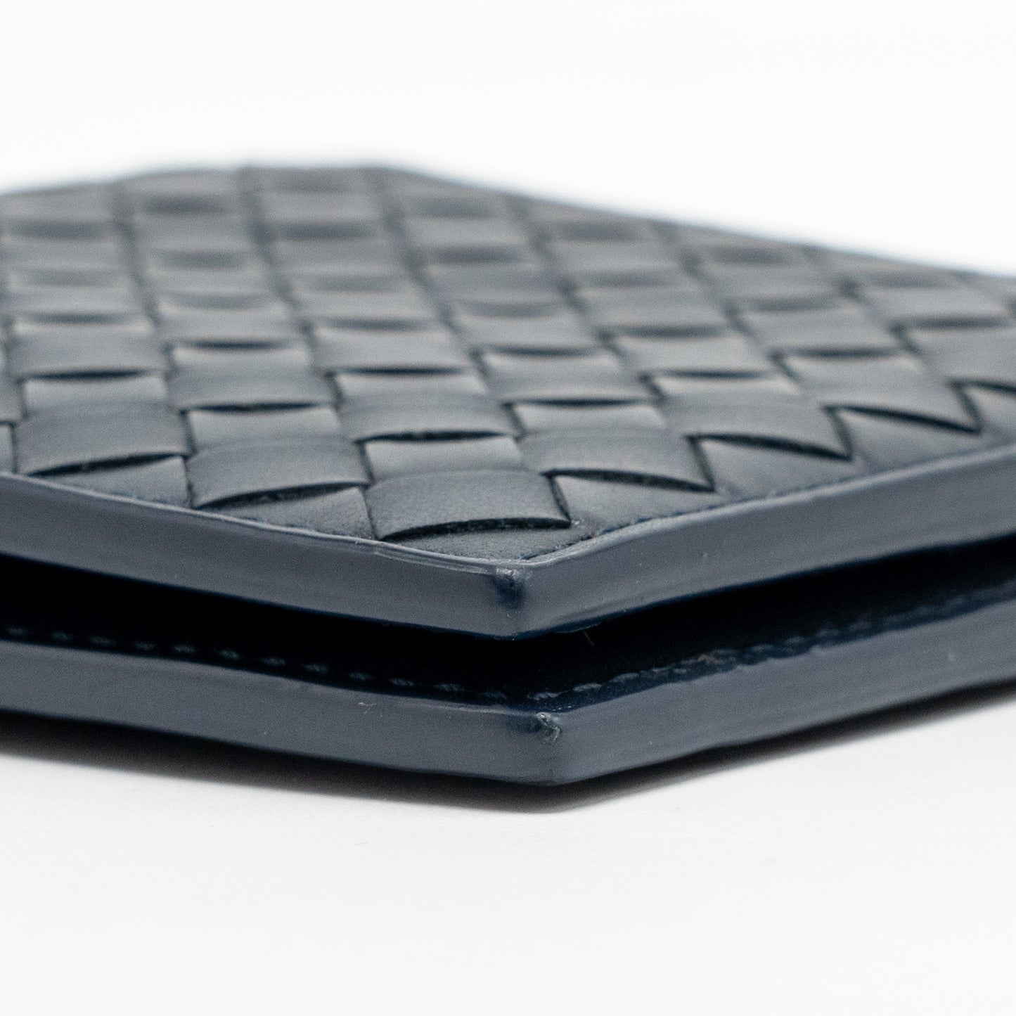 Bottega Veneta Intrecciato Piccolo Bi-Fold Wallet Calfskin Navy