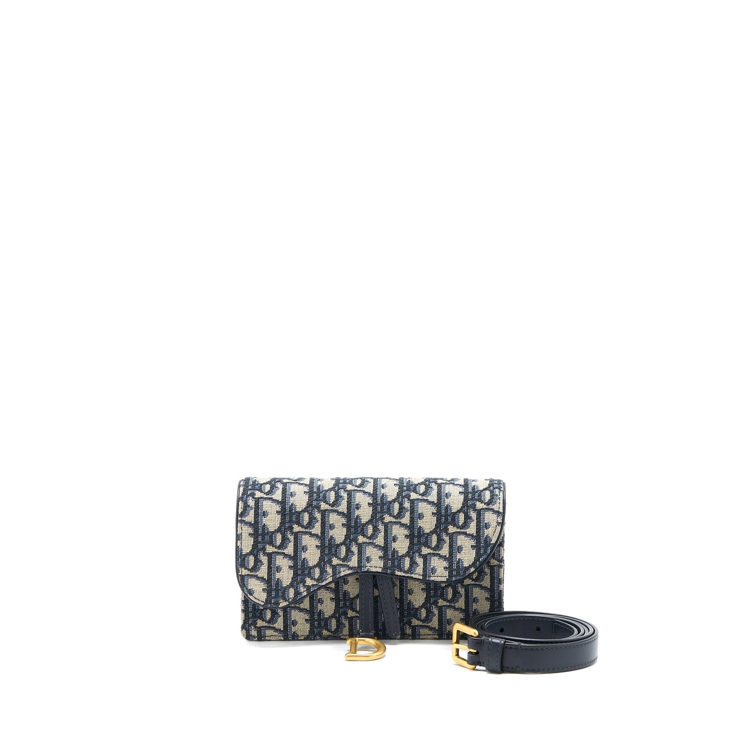 Luxury Dior Saddle Belt Pouch Blue Oblique Jacquard Brushed GHW