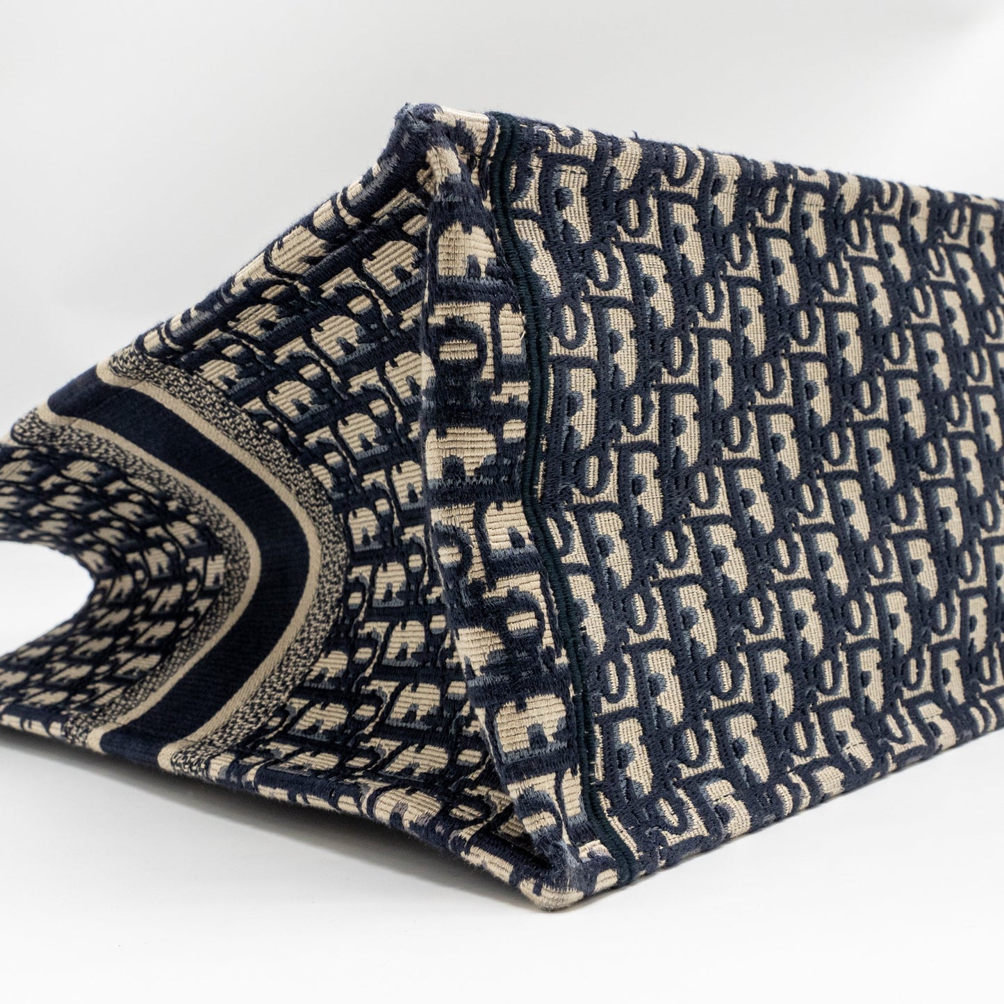 Dior Large Book Tote Oblique Embroidery Ecru/Blue