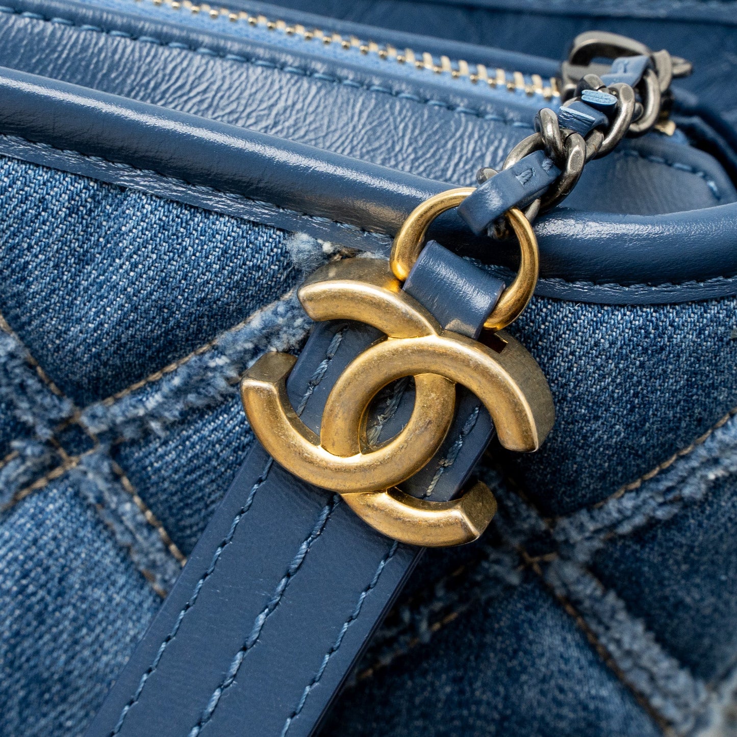 Chanel Small Gabrielle Hobo Bag Denim Blue Multicolour Hardware
