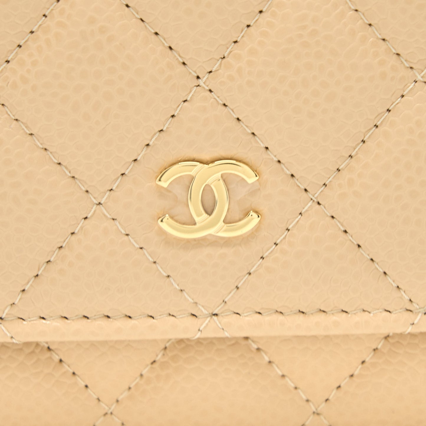 Chanel Classic Wallet On Chain Caviar Beige GHW (Microchip)