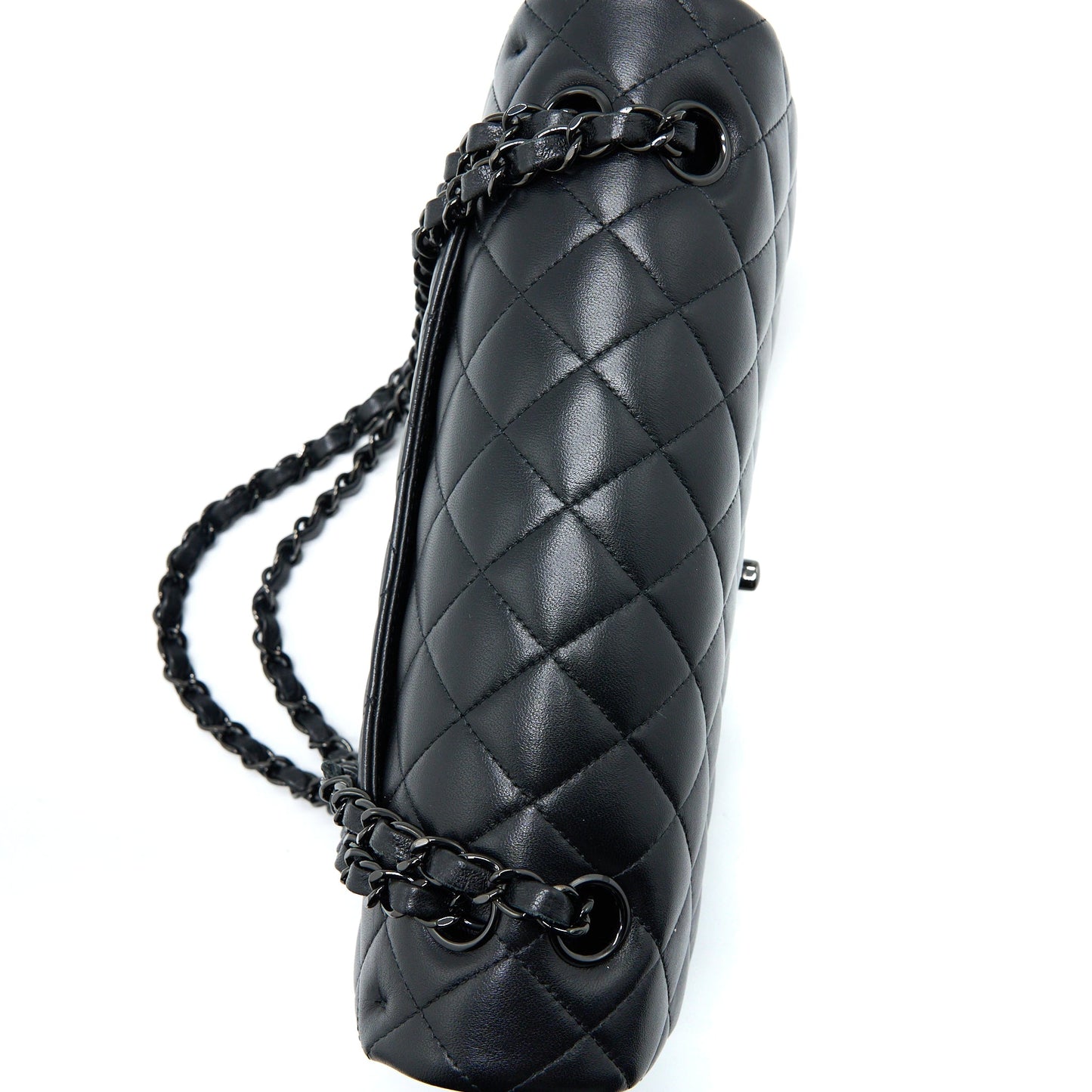Chanel Medium Classic Double Flap Bag Lambskin So Black with Black Hardware (Microchip)